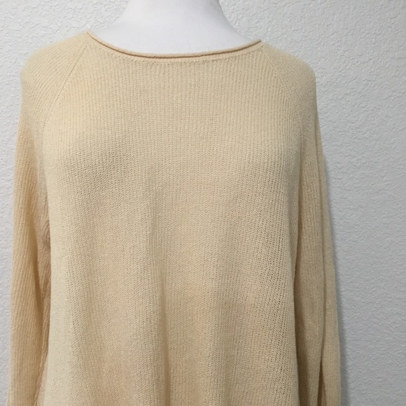 Olivia Sky Women's Tunic Knit Ivory Size Medium Top Shirt Lined Open Back Long S - Picture 2 of 8